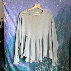 Free People – We the Free Oh My Babydoll Thermal Long Sleeve – Pale Turquoise